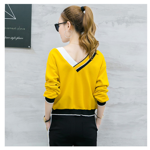 韓版女裝中大尺碼女裝長袖休閒服套裝運動服套裝長袖上衣長褲 (3色可選)170831037