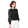 韓版女裝長袖燈籠袖雪紡衫上衣(2色可選)170918001_1