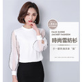 韓版女裝長袖燈籠袖雪紡衫上衣(2色可選)170918001