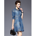 歐美時尚短袖修身刺繡牛仔洋裝連身裙170918002_1