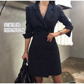 韓版女裝中大尺碼女裝修身顯瘦翻領條紋中大尺碼連衣裙(171007004)_1