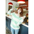 甜美公主風條紋圓領毛衣針織衫(黑、藍、粉、綠、紫 5色可選)180101001_3