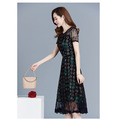 韓版中長款短袖高腰蕾絲洋裝連身裙190601002_2