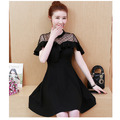 小香風網紗拼接黑色洋裝連身裙190601013_1