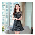 韓版時尚女裝俏麗修身顯瘦圓點點洋裝連身裙魚尾裙190601024