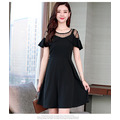 韓版中大尺碼時尚女裝神小黑裙洋裝連身裙190601026