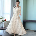 韓版中大尺碼女裝顯瘦一字領圓點點洋裝連身裙長裙190601031_2