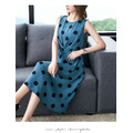 韓版時尚修身顯瘦圓點點無袖連身裙洋裝連衣裙中大尺碼女裝190601035