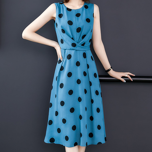 圓點點中大尺碼修身顯瘦洋裝連身裙190601035
