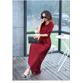 中大尺碼顯瘦雪紡連身裙長裙(紅、黑2色可選)190601041_2