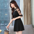 韓版洋裝女裝神秘網紗小黑裙修身顯瘦連身裙190601049_2