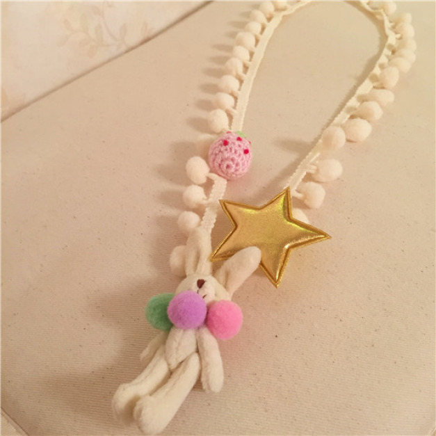 韓版小熊草莓球兔子金色星星長項鍊