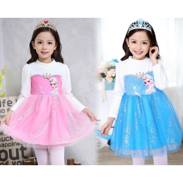 冬季新款皇冠冰雪奇缘純棉加絨加厚公主裙(2色) 