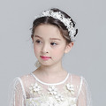 韓版兒童花朵蕾絲綁帶髮箍髮帶頭飾(白色)_1