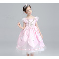 韓版中大童粉色珍珠花邊公主裙/禮服_4