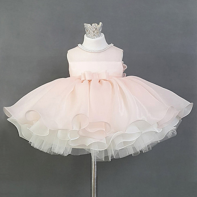 氣質款粉色歐根紗蝴蝶結蓬蓬裙/花童/公主裙/禮服