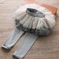 春裝韓版漸層蓬裙假二件裙褲(灰/粉)_3
