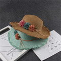 夏款韓版手工花朵渡假沙灘帽/遮陽帽(5色)