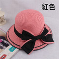 夏款韓版蝴蝶結草編遮陽帽/沙灘帽/親子裝(6色)_5