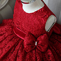 紅色蕾絲蛋糕蓬蓬公主裙/花童/生日/禮服_1