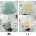 小清新花朵草編遮陽帽+小包包二件套組(4色)_1