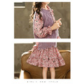 秋裝新款裝韓版小碎花連衣裙+針織背心二件套裝(粉色)_3