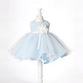 韓版大花朵淺藍色網紗公主裙/禮服/表演服裝