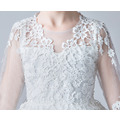外貿韓版中大童柔軟蕾絲繡花半袖長款婚紗禮服/公主裙(白色)_4
