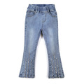 秋裝新款韓版中大童百搭亮鑽小喇叭牛仔褲_3