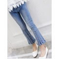 秋裝新款韓版中大童百搭亮鑽小喇叭牛仔褲_4