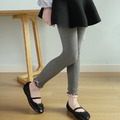 春秋新款韓版中大童針織純棉雙層花邊內搭褲/長褲(灰色)現貨