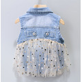 夏款韓版中小童繡花紗拼接牛仔背心/上衣_3