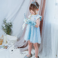 夏裝韓版艾莎藍色蝴蝶結公主裙/連衣裙_2