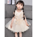 夏裝韓版蕾絲立體花公主裙/背心裙(香檳色)_1