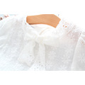 夏裝韓版中大童純棉蕾絲鏤空白色襯衫/娃娃衫_7