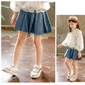 夏裝韓版中大童百褶牛仔短褲/裙褲
