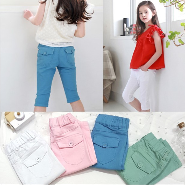 夏款韓版中大童百搭彈力五分褲/休閒褲(4色)