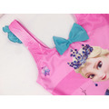 外貿韓版冰雪奇緣艾莎蝴蝶結連身花邊蓬裙泳衣+泳帽(粉色)_1