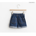 【韓國正品】夏裝中大童彈力卷邊牛仔短褲_9