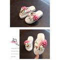 韓版波西米亞花朵+珍珠防滑夾腳拖鞋/沙灘鞋/親子款(5色)_9