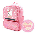 【韓國正品】Winghouse小白兔愛心小學生減壓護脊書包/雙肩包+手提袋_5