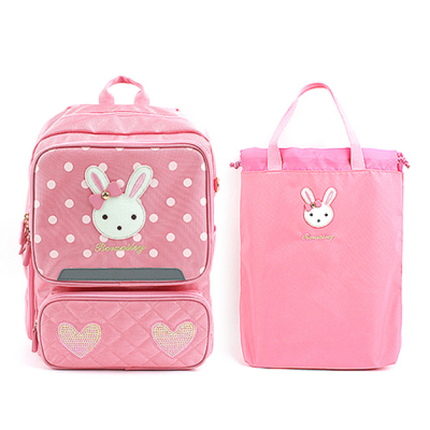 【韓國正品】Winghouse小白兔愛心小學生減壓護脊書包/雙肩包+手提袋