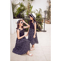 夏裝韓版中大童全棉圓點長款吊帶洋裝/親子裝(黑/白)_5