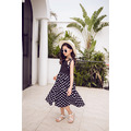 夏裝韓版中大童全棉圓點長款吊帶洋裝/親子裝(黑/白)_8