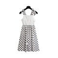 夏裝韓版中大童全棉圓點長款吊帶洋裝/親子裝(黑/白)_10