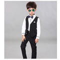 韓版帥氣中大男童長袖襯衫+西裝背心+長褲三件套裝(黑色)_1