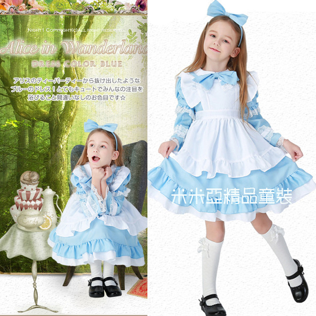 萬聖節日系愛麗絲夢遊仙境公主裙/表演服(附髮飾)