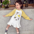 秋裝新款中大童可愛童趣動物荷葉連衣裙