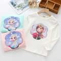 秋裝新款韓版中大童全棉冰雪奇緣亮片翻轉上衣/T恤(粉/白)_2