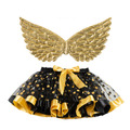 萬聖節cosplay女童七彩網紗蓬裙+金色翅膀二件套(3款)_2